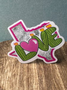 Texas Love Cactus Waterproof Sticker