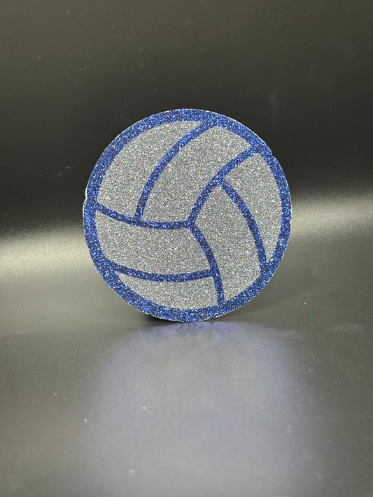 Small Cutout For Homecoming Mum-Volleyball,  Silver and Navy