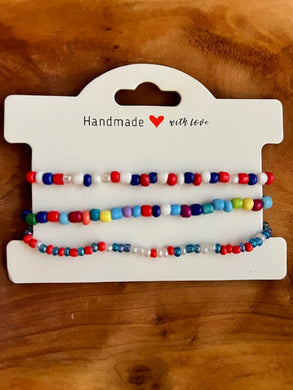 Seed bead bracelet trio