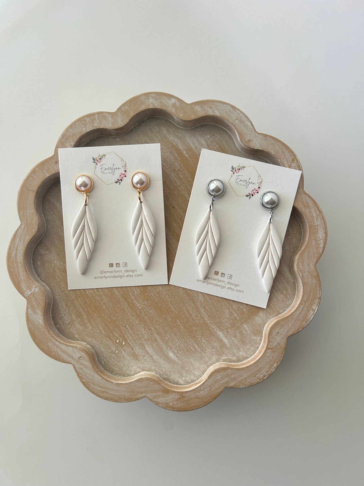 Elegant White leaf earring