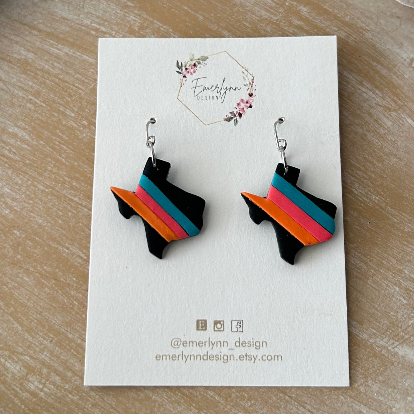 Fiesta Texas earrings - Teal, Pink, Orange