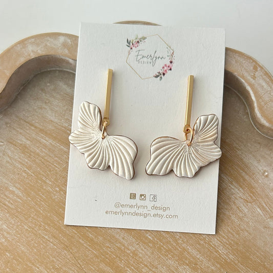Elegant White and Gold leaf earrings