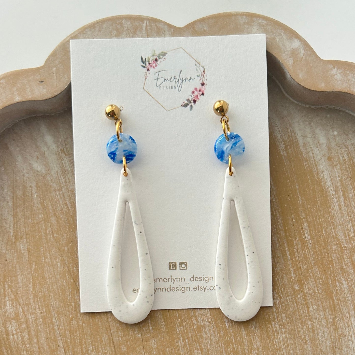 White and blue Summer Earrings