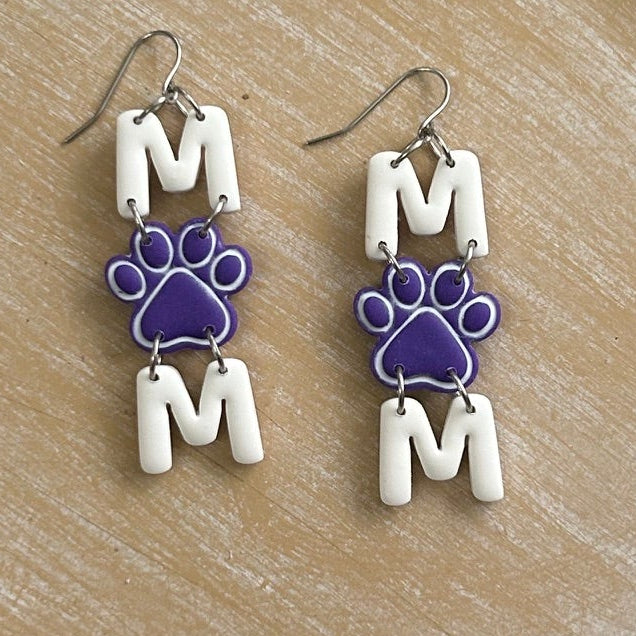 Mom Paw Print Earrings