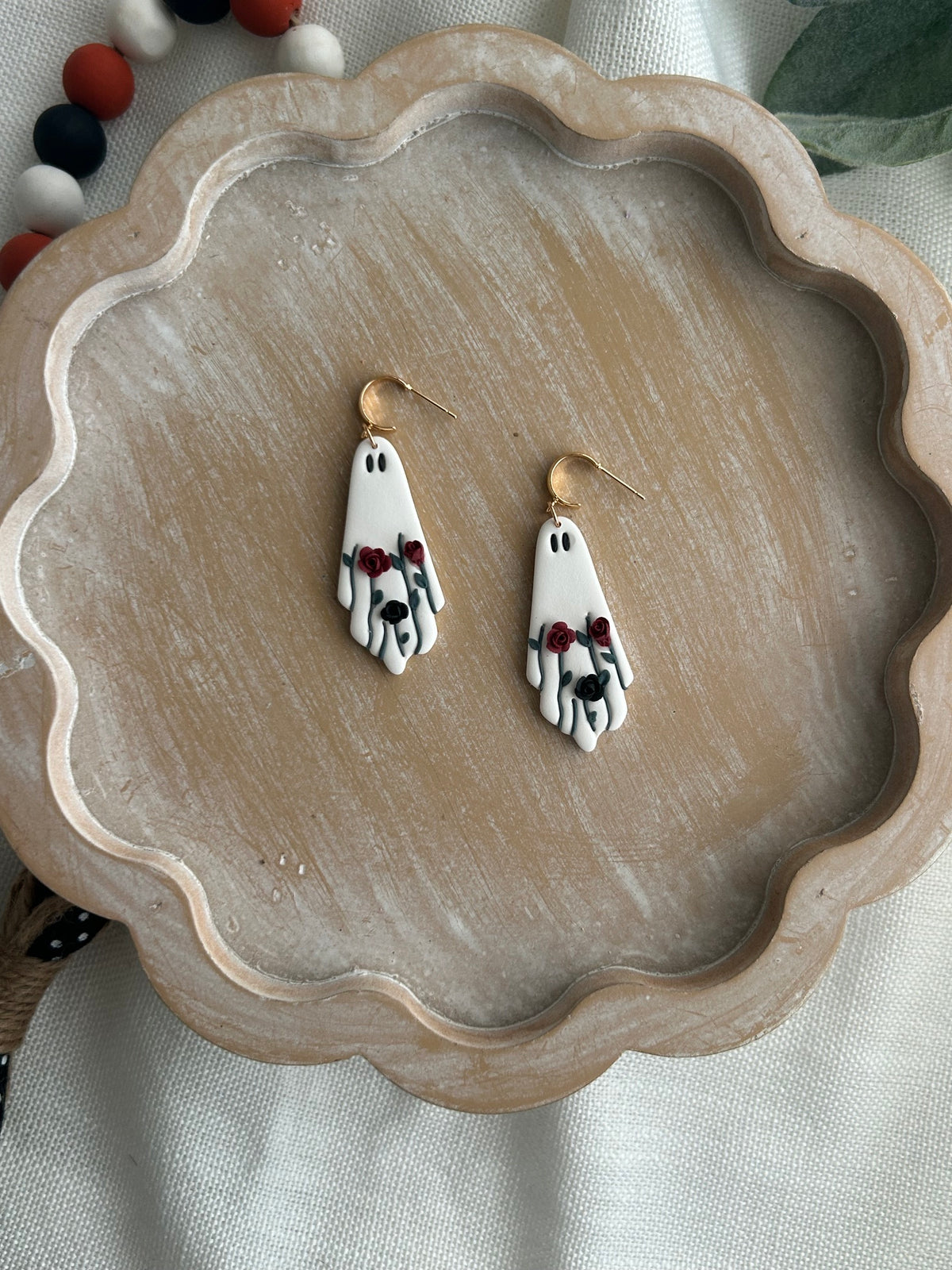 Halloween Floral Ghost Earrings
