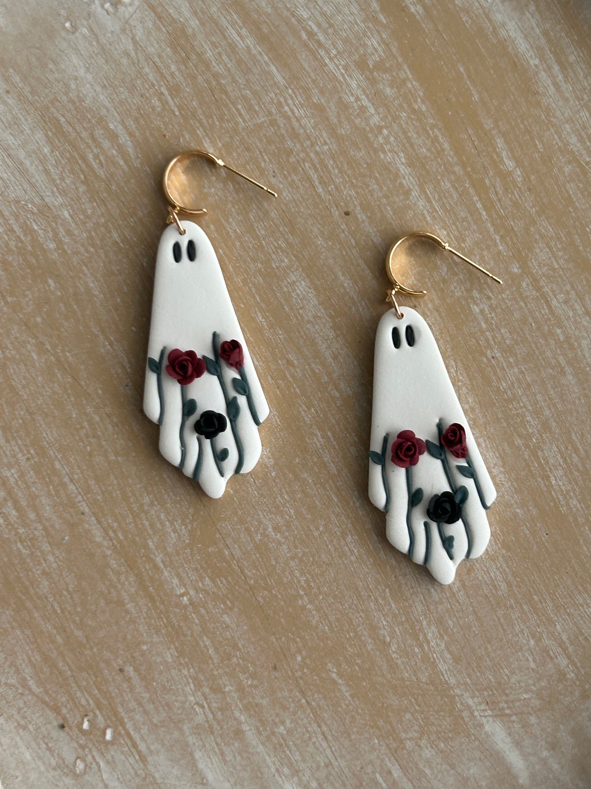 Halloween Floral Ghost Earrings