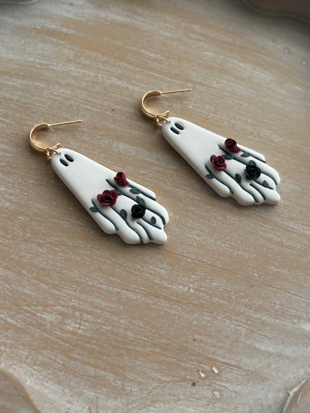 Halloween Floral Ghost Earrings