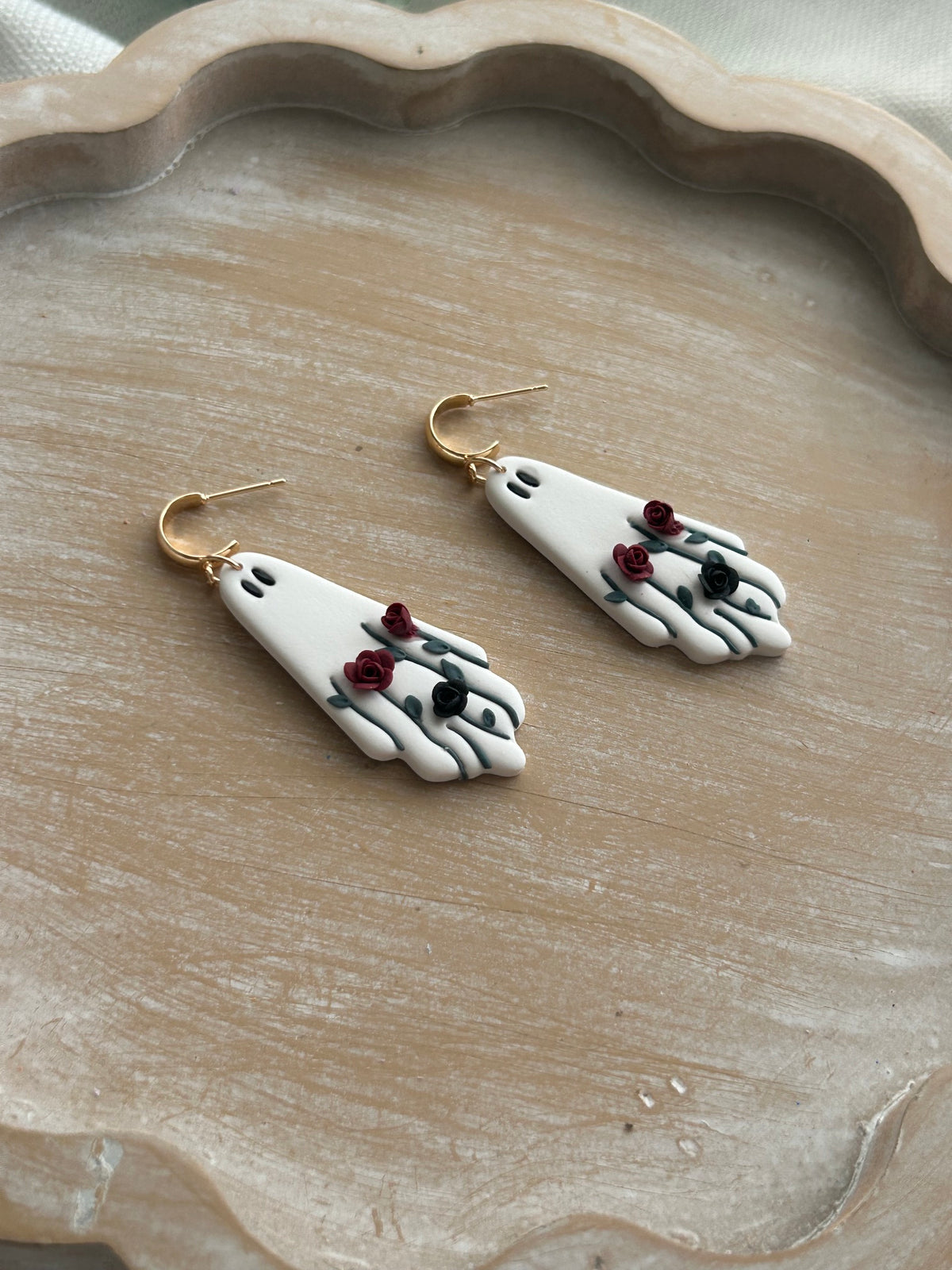 Halloween Floral Ghost Earrings