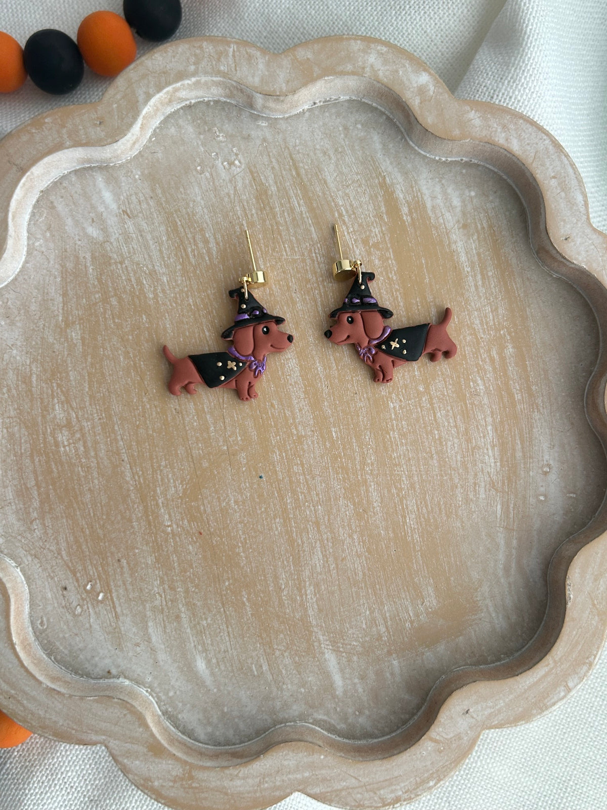Dachshund  Witch Earrings
