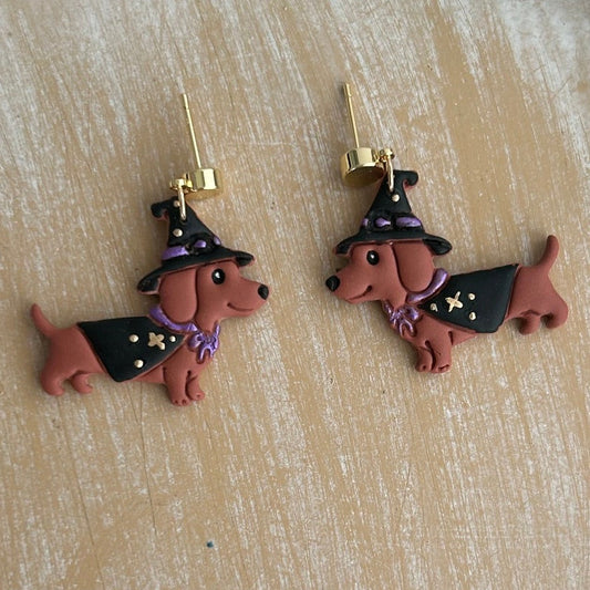Dachshund  Witch Earrings