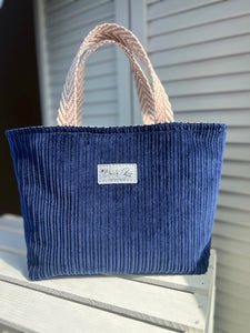 Corduroy Small Tote - Navy Blue