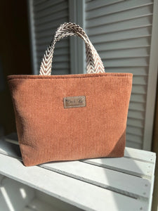 Corduroy Small Tote - Warm Brown