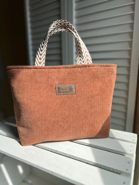 Corduroy Small Tote - Warm Brown