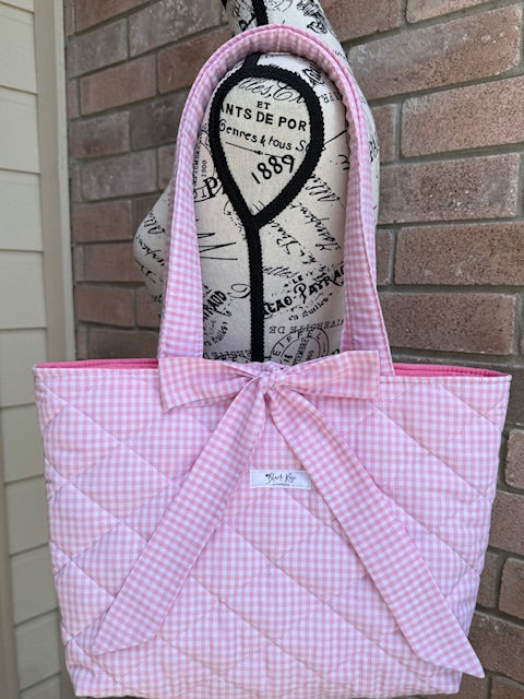 Quilted Gingham Tote Bag