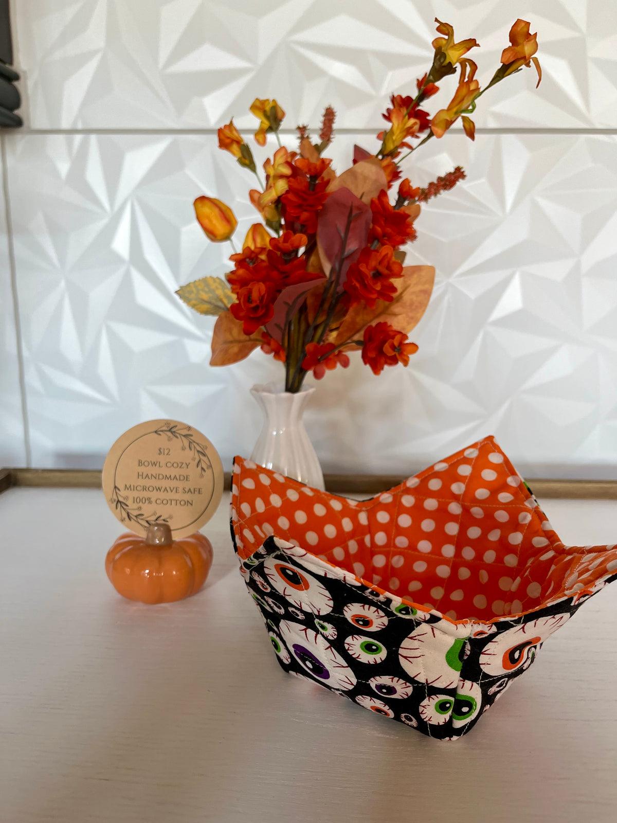 Halloween Eyes Bowl Cozy Orange