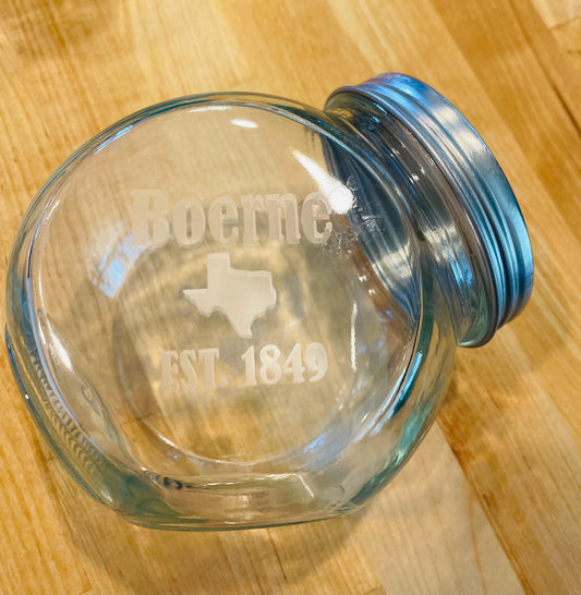 Glass Jar- Boerne Etched