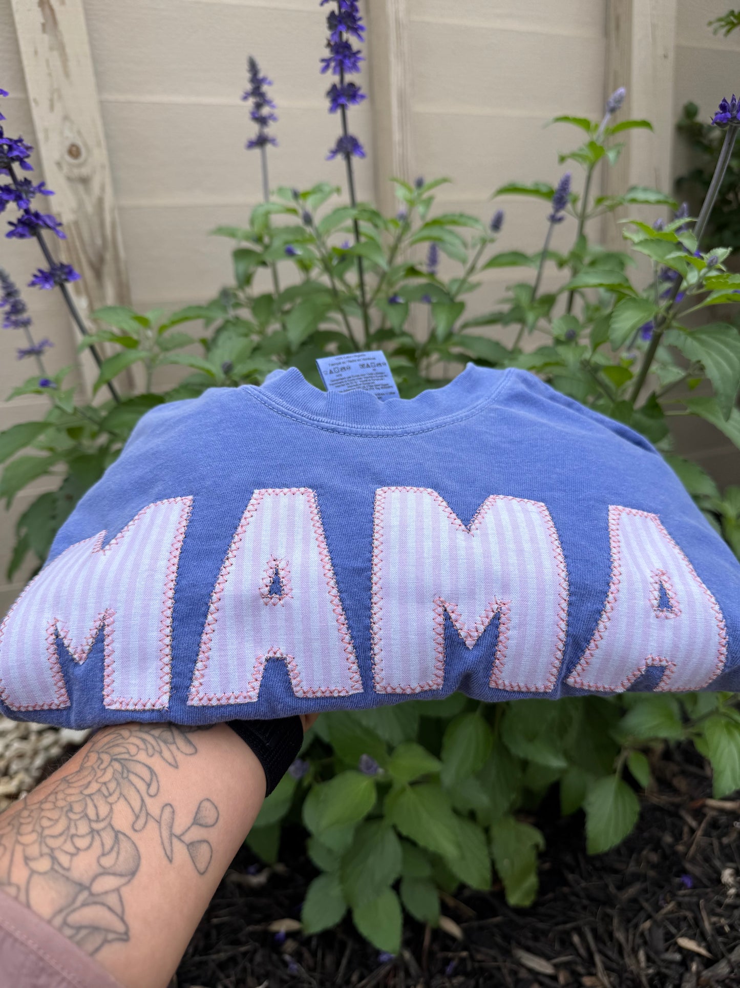 MAMA patchwork short sleeve shirt