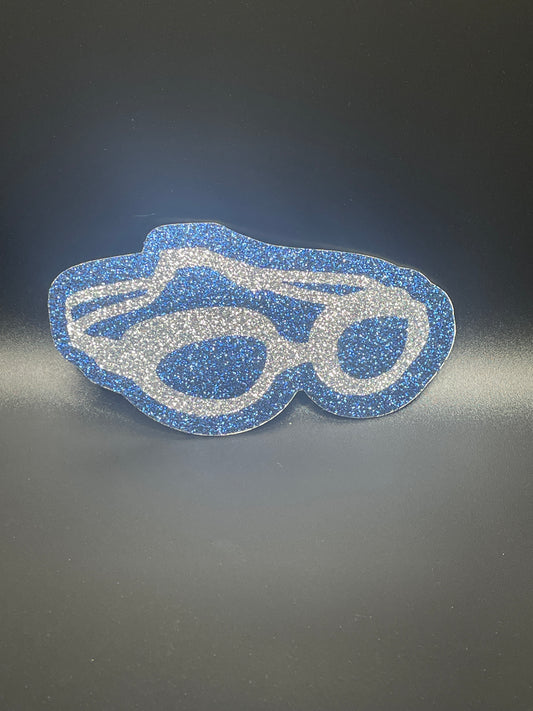 Small Cutout For Homecoming Mum-Goggles,  Silver and Navy