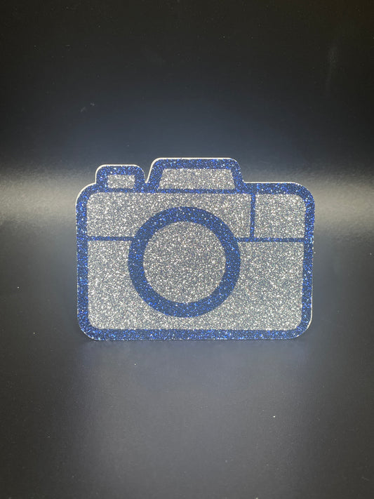 Small Cutout For Homecoming Mum- Camera,  Silver, White and Navy