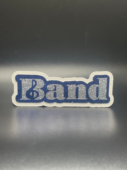 Small Cutout For Homecoming Mum- Band,  Silver and Navy