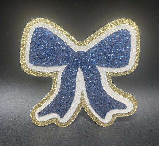 Small Cutout -Gold And Navy Bow