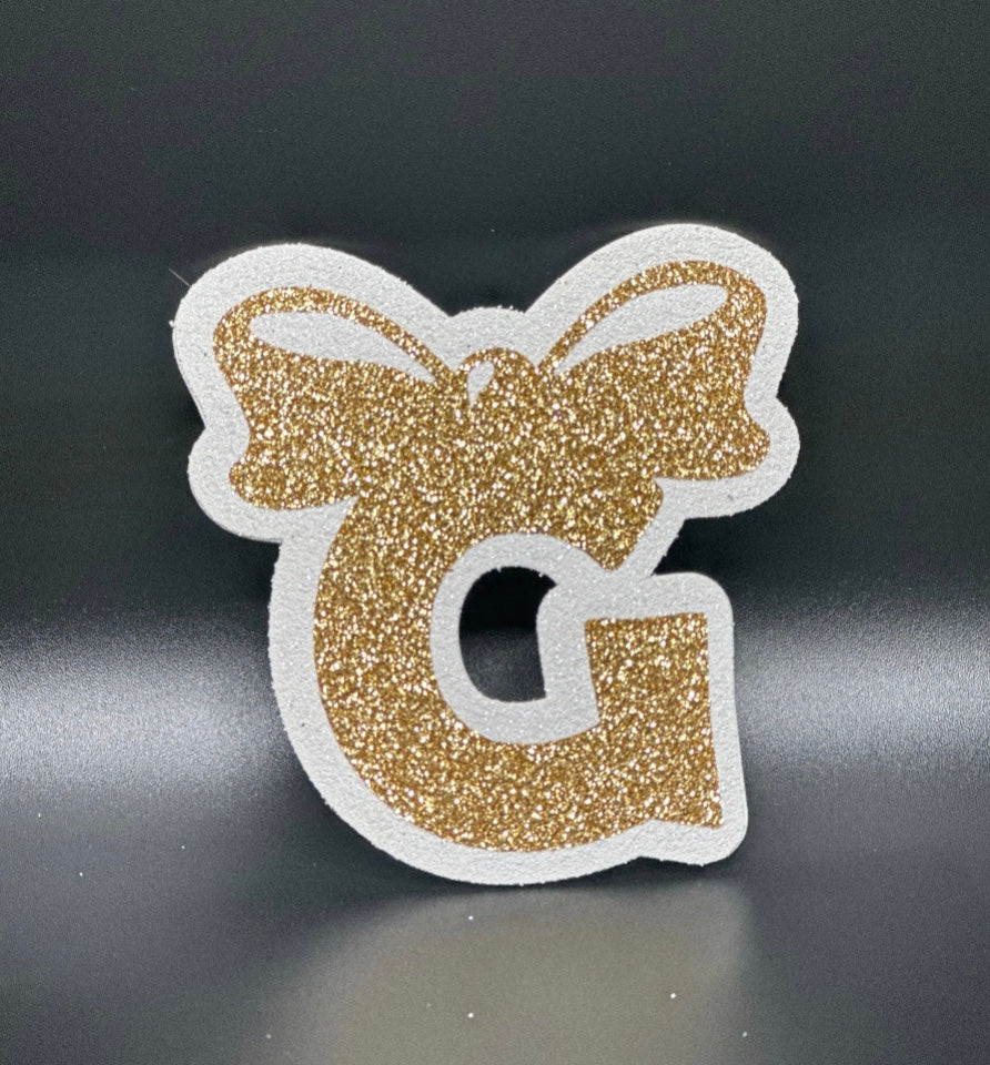 Small Cutout -Gold And White G with Bow