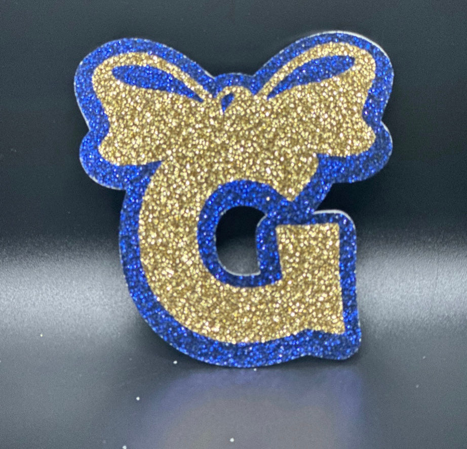 Small Cutout -Gold And Navy G with Bow