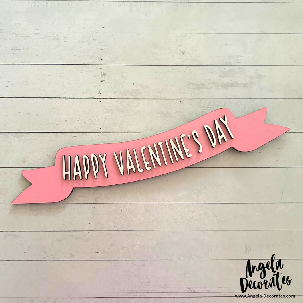 Large {for door hanger} Happy Valentine's Day Banner - Pink