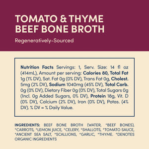 Bone Broth- beef, tomato, thyme, garlic