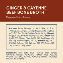 Bone Broth- beef, ginger, cayenne pepper, lemon