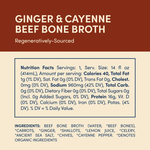 Bone Broth- beef, ginger, cayenne pepper, lemon