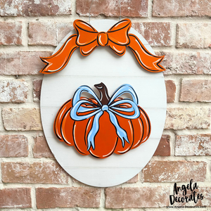 LARGE Pumpkin with Blue Bow