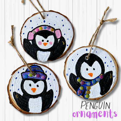 Ornaments - Handmade Penguin Wooden Ornaments