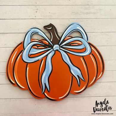 LARGE Pumpkin with Blue Bow