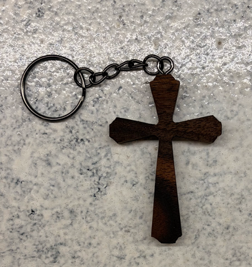Cross Keychain - Walnut