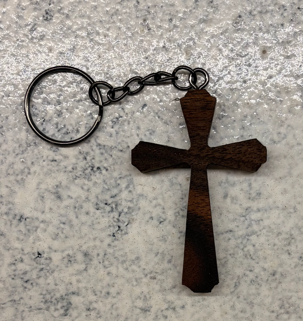 Cross Keychain - Walnut