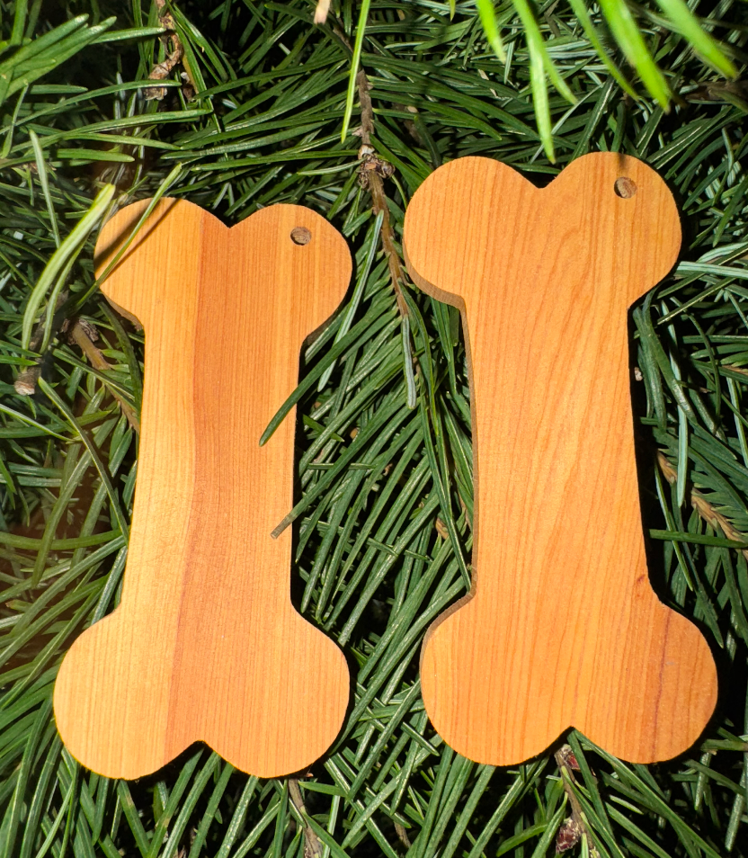 Cedar Dog Bone Ornament