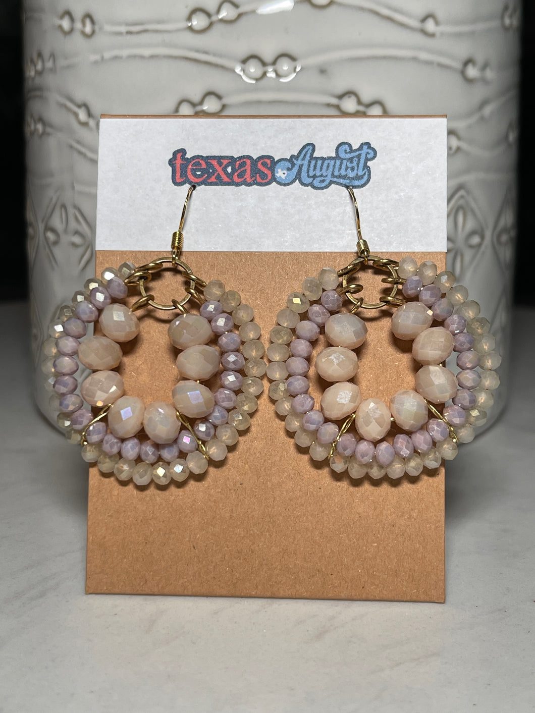 Gorgeous peach and cream tones with wire-wrapped elements. Part of the Texas Wildflower Collection that is ready for Sunday Brunch!  *Each set is a one-of-a-kind piece!