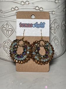 Hues of Copper, light aqua and iridescent faceted glass beads - get ready for the compliments! These Boho Cowgirl earrings are a show-stopper.  *Each set is a one-of-a-kind piece.