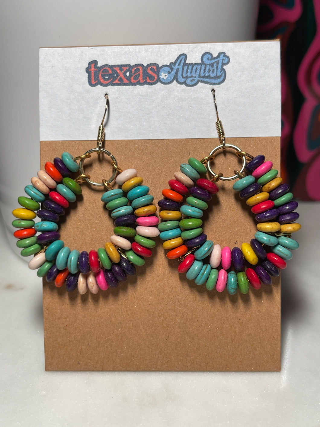 Feeling the Fiesta Vibe? This Battle of the Flowers set is an instant color-lift for any top! Turquoise, orange, violet, mustard, green, creme and pinks!  *Each set is a one-of-a-kind piece.