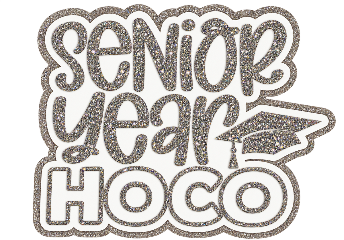 Small Cutout for SENIOR Homecoming Mum- , White & Silver Senior year hoco