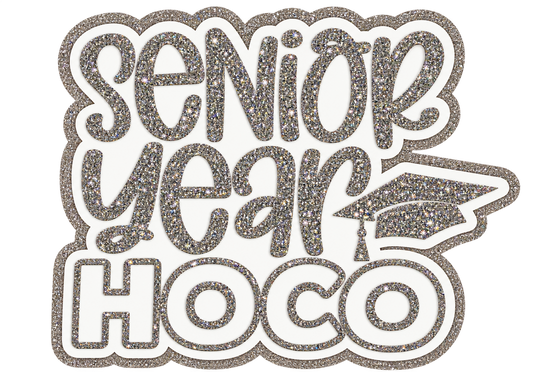 Small Cutout for SENIOR Homecoming Mum- , White & Silver Senior year hoco