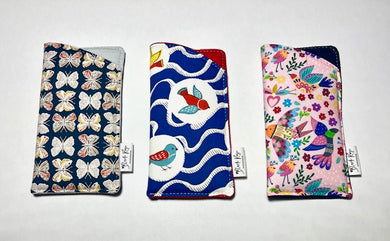 Eyeglass Case - Birds in Navy/Red