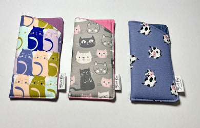 Eyeglass Case -Cat Faces (Gray)