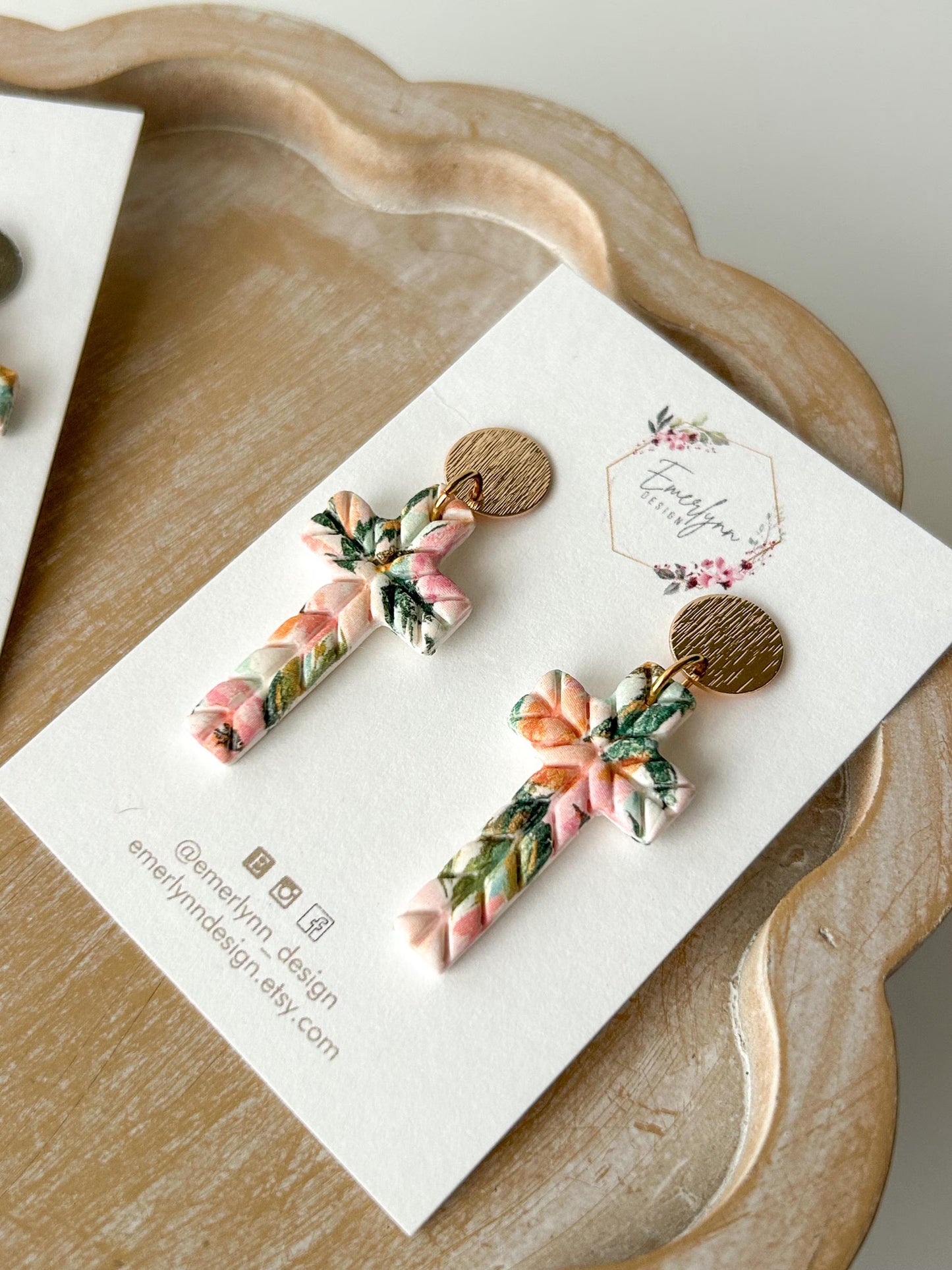 Floral Cross Earrings