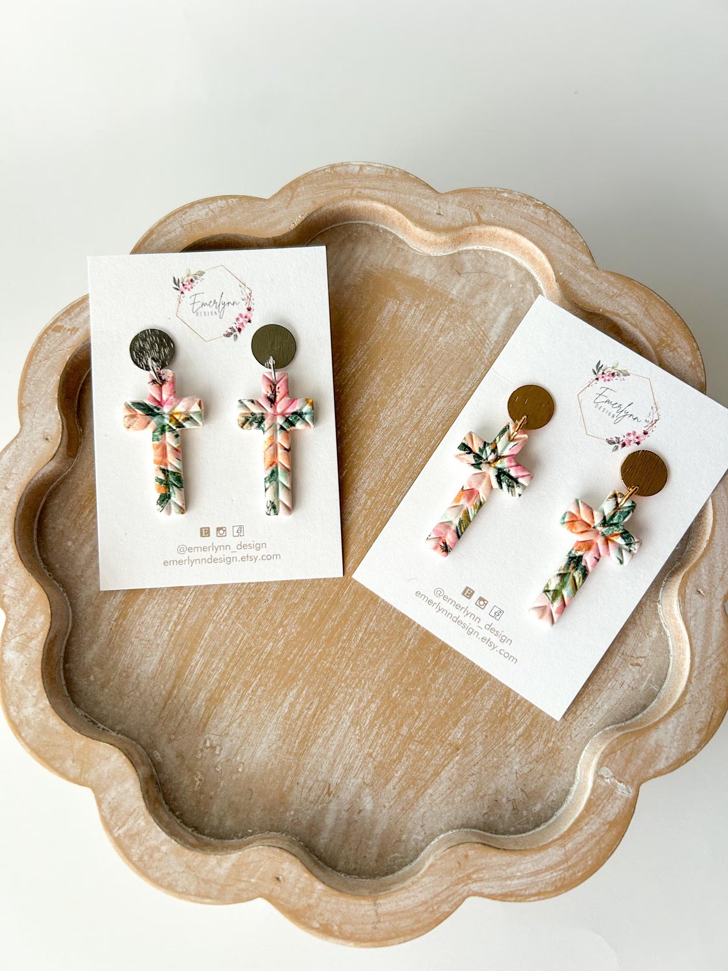 Floral Cross Earrings