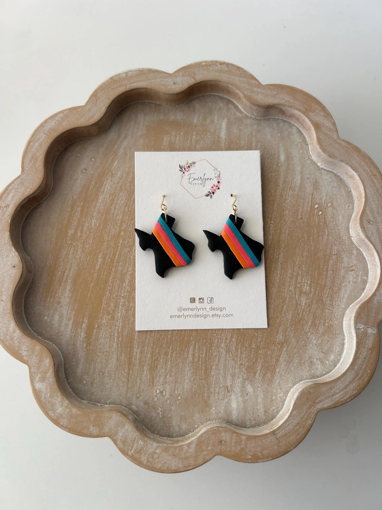 Fiesta Texas earrings - Teal, Pink, Orange