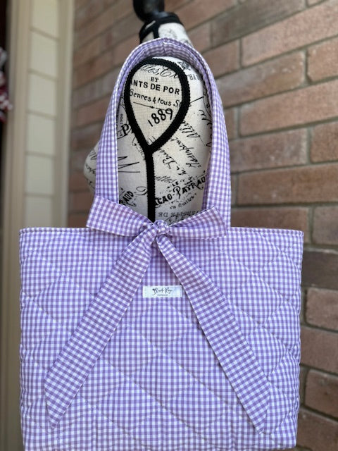 Quilted Gingham Tote Bag