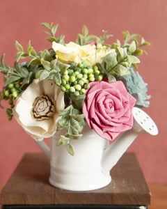 mSola Wood Floral arrangement in small metal watering can
