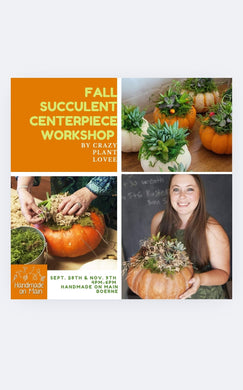 Succulent Pumpkin centerpiece workshop/ Sept 28th/ 4pm